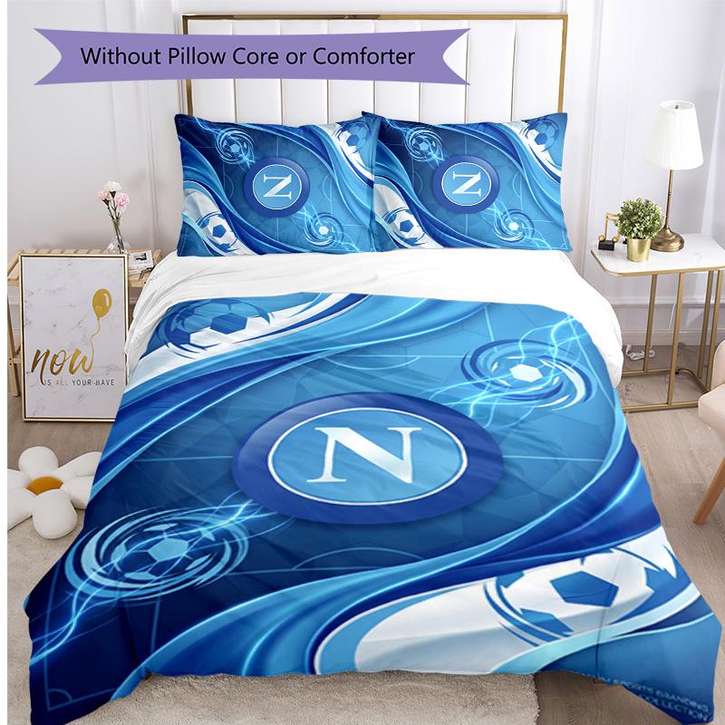 Napoli FC Printed 3PCS Bedding Set Breathable Duvet Cover with Pillowcases Decorative Bed Linen for Bedroom Home