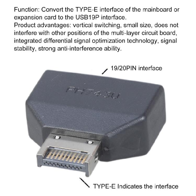 USB 3.0 19Pin 20Pin на USB C Header Адаптер, Вертикальный Тип E Конвертер для Материнских Плат