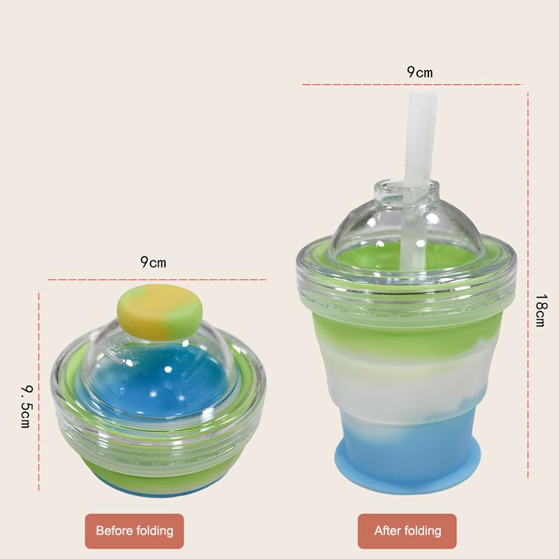 Portable Collapsible Ice Ball Cup with Straw in Silicone for Summer Outdoors