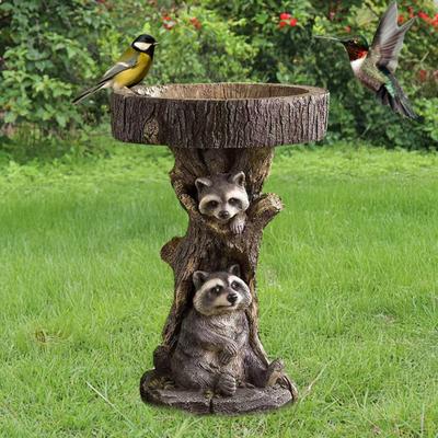Садовая чаша-поилка для птиц, уличная статуэтка енота/подсолнуха/кошки/совы, смола, пень, кормушка для птиц, фонтаны для декора заднего двора, патио, газона