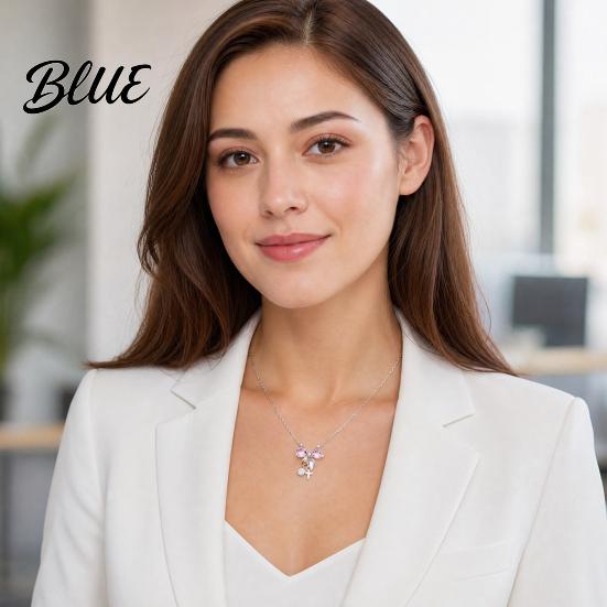 Bow Pendant Necklace Women's Sparkly Necklace Rhinestone Knot High-quality