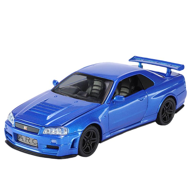 Масштаб 1/32 Nissan GTR R34 SKYLINE Fast Alloy Simulation Car Model Diecasts & Toy Vehicles and Furious Cars Decoration Toys for Children Boy