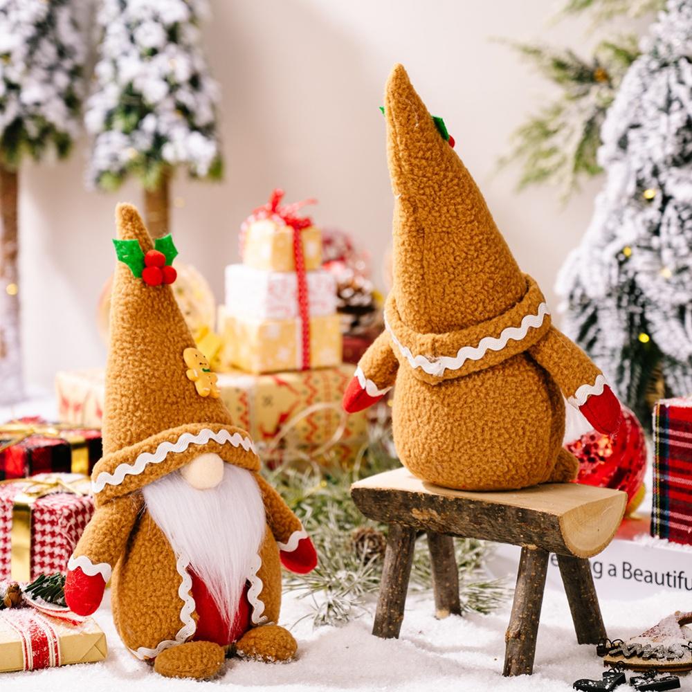 Gingerbread Man Christmas Gnome Decoration Swedish Face Figurines