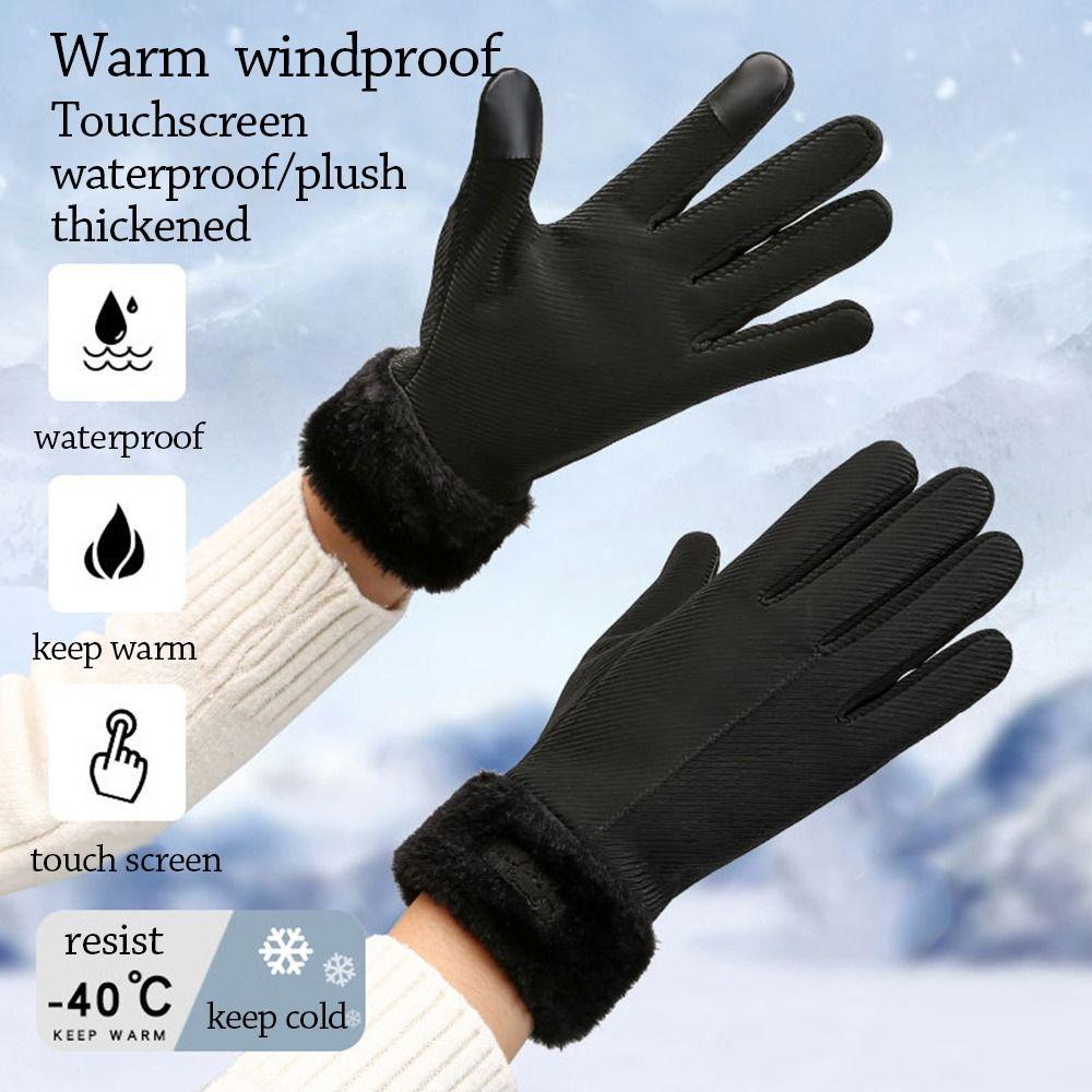 Thick Plush Gloves Touchscreen Cycling Mittens Fashion Driving Gloves  Running