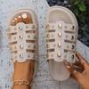 Летний новый продукт женские новые повседневные тапочки на толстой подошве, модные и универсальные римские туфли для внешнего ношения туфли с заклепками
