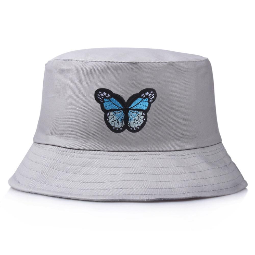 Embroidery Pattern Butterfly Bucket Hat Fisherman Hats Stylish Casual Headwear