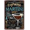 Vintage Cocktail Recipe Metal Tin Signs Set  Pina Colada Sangria Margarita Aperol Spritz Zombie Screw Driver Drinks Wall Decor