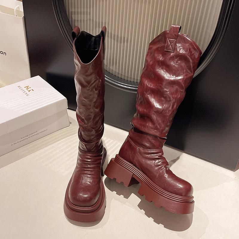 Мода зимние короткие плюшевые женские сапоги до колена модные длинные сапоги-ботфорты женские повседневные туфли на платформе каблуки Botas Mujer