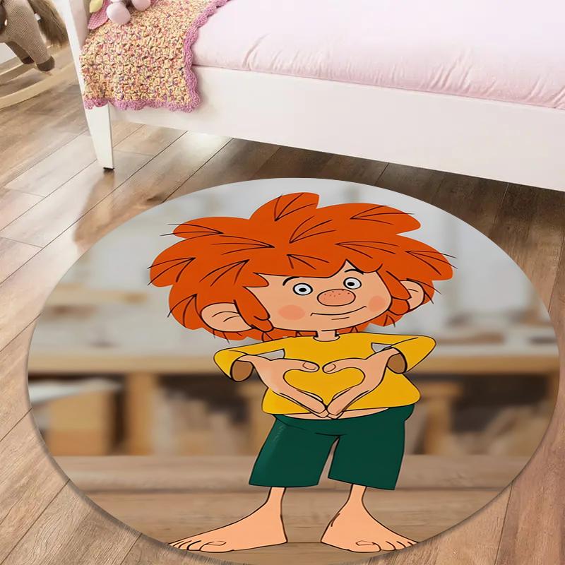 Meister Eder Und Sein Pumuckl Cartoon Round Area Rug,Carpet Rug for Living Room Bedroom Sofa Playroom Decor,Non-slip Floor Mat Q0025