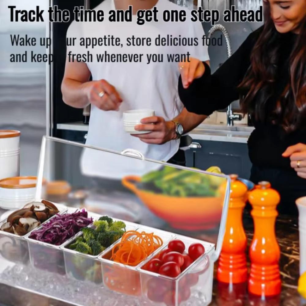 Органайзер 5-секционный сервировочный салатник Прозрачный диспенсер Поднос для гарниров с крышками Для улицы