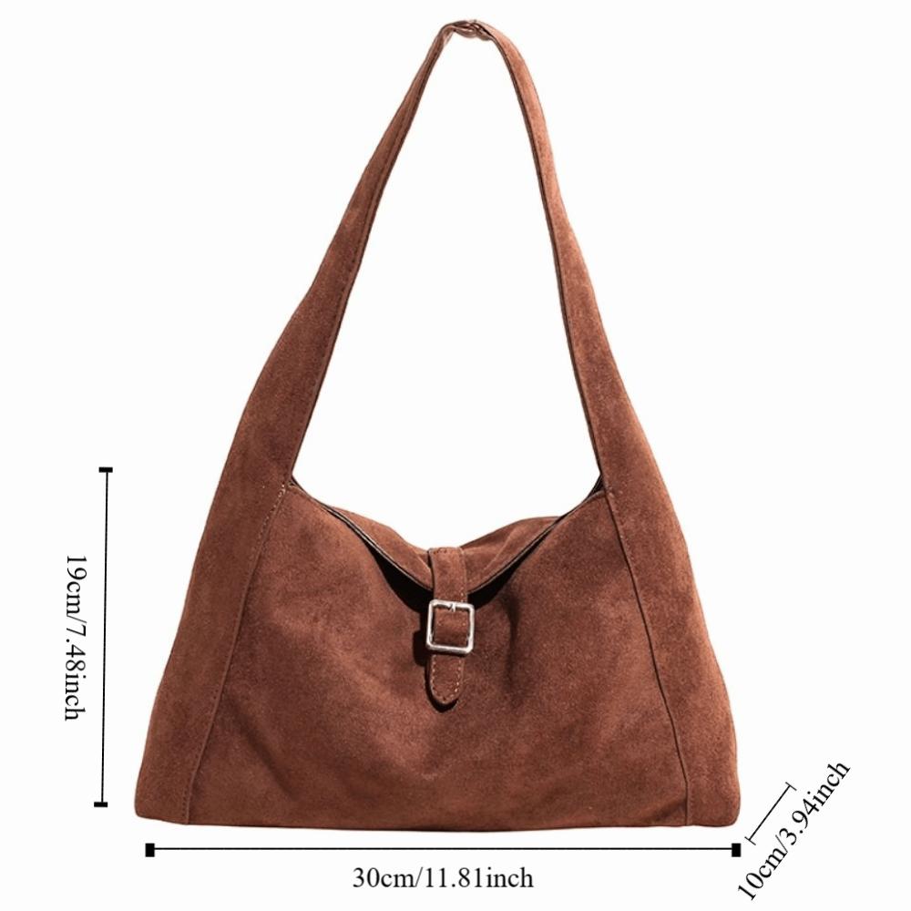 Solid Color Suede Tote Bag Korean Style Underarm Packs Casual Large Capacity Handbag  Girls