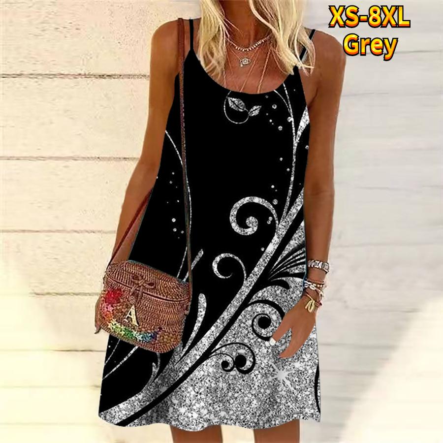 Женское мини-платье с цветочным принтом и пайетками, вечернее платье без рукавов, летнее пляжное платье, сарафан