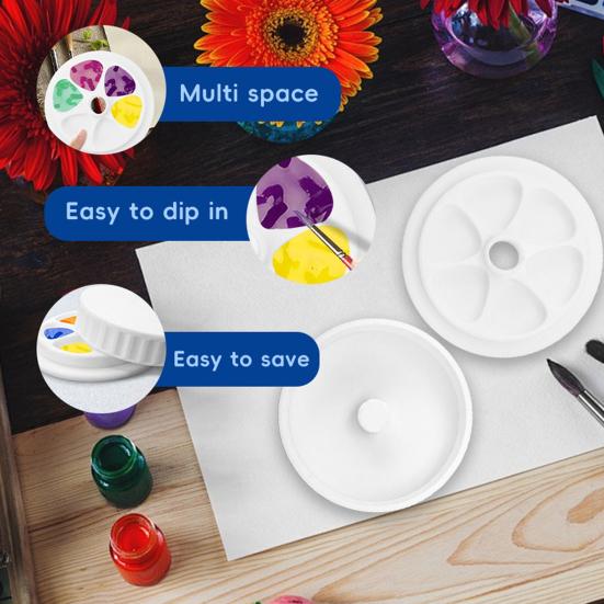 Mason Jar Paint Palette with Lid Portable Artist Color Mixing Tray for Watercolors Acrylics Plastic White Paint Tray