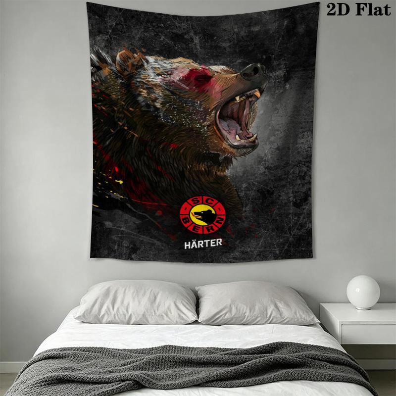 SC Bern Hockey Team Wall Tapestry Aesthetic Wall Hanging Printed Fabric Blanket Decorative Tapestries for Bedroom Living Room Home Decor