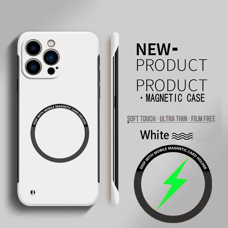 Для Magsafe Магнитный Безрамочный Чехол Для Телефона Для iPhone 7P 12 13 14 15 16 Pro Max 15 16 Plus Ультратонкий Жесткий ПК Ударопрочный Чехол