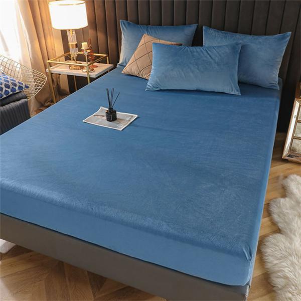 Winter Warm Plush Elastic Fitted Sheet Double Bed Sheet Soft Warm Velvet Bedspread Mattress Cover Bed Linen Protector No Pillowcases