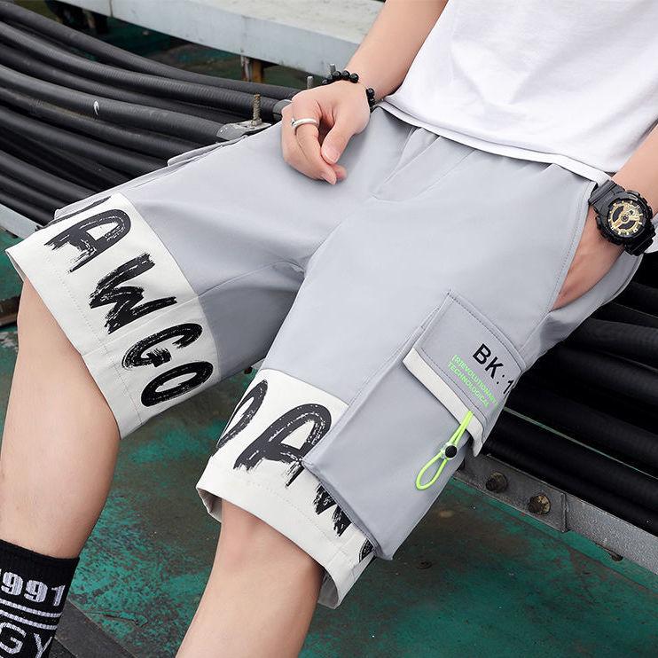 Шорты, мужские летние универсальные брюки с пятью точками, свободные прямые молодежные короткие комбинезоны