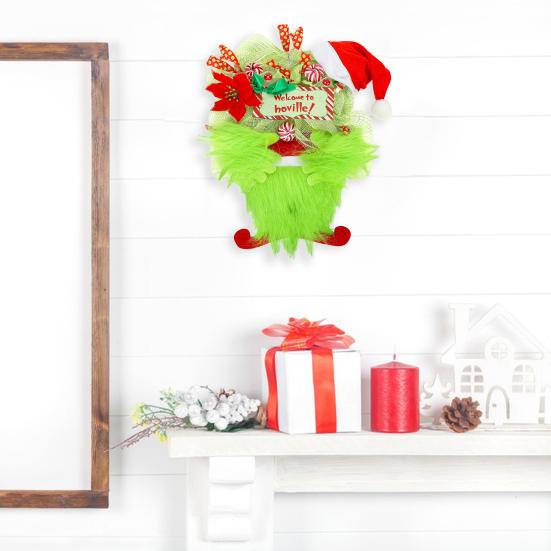 Christmas Pendant Vibrant Color Create Atmosphere with Hanging Rope Festive Plush Burlap Wreath Home Christmas Decoration