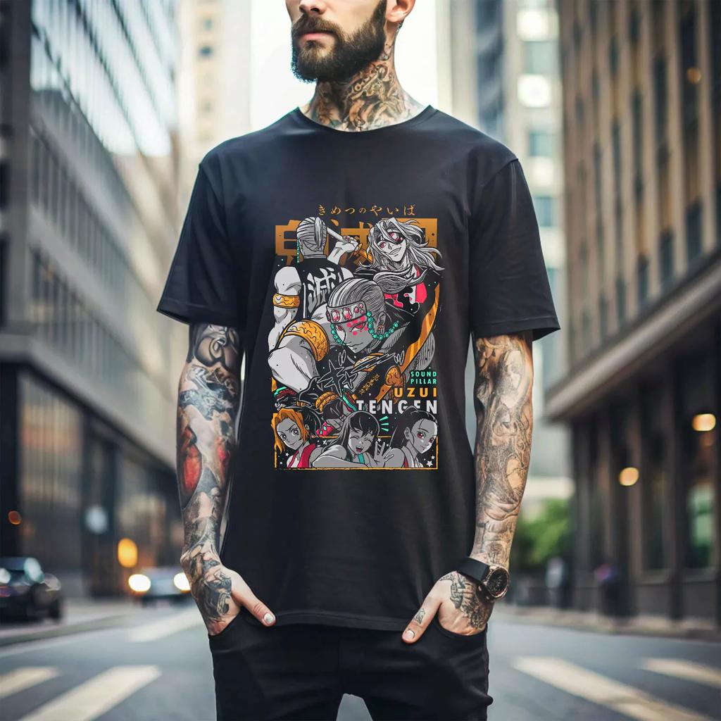 100% cotton TOPS UNISEX TEES MENS WOMENS T-shirt Tengen Uzui Sound Hashira Suma Makio Hinatsuru Demon Slayer T-shirt 197