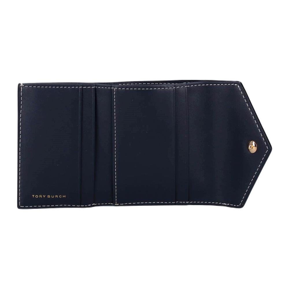 Tory Burch T Monogram Signature Pattern Cotton Wallet Small Women wallet Navy-Blue 165029-405