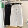 2025 Plus Size Spring Denim Skirts Women Clothing Pockets Fashion A-Line Jeans Skirt High Waist Button