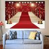 1 luxurious red carpet background with golden statues and starlight lamps - Hollywood movie star-themed decoration
