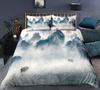 Пододеяльник с изображением природы и пейзажа, размер King/Queen, комплект постельного белья с рисунком китайской тушью, 2/3 предмета из полиэстера, пододеяльник