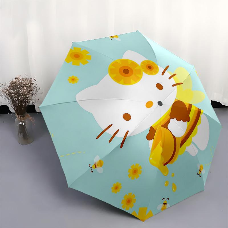 1pc Hello Kitty Bee Adventure Umbrella with Plastic Handle,Suitable for All Seasons Home Travel Outdoor UmbrellaSanlio717