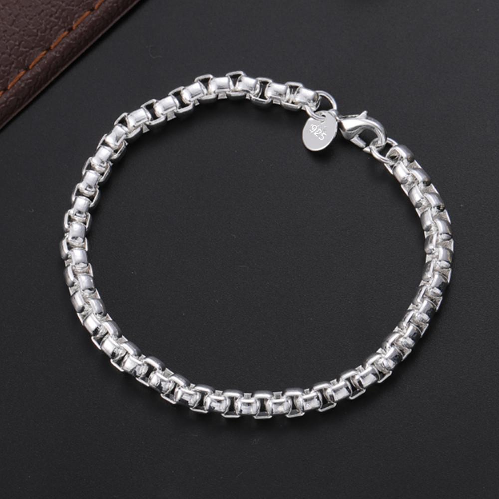 925 Sterling Silver Fine 4MM Round Lattice Bracelet for Woman Street Fashion Wedding Party Holiday Gift Streetwear Jewelry