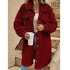 Autumn Winter Long Sleeve Lapel Plush Coat Female Casual Office Outer Wear Long Coat Ladies Elegant Solid Color Warm Coat
