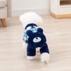 jijijing Fuzzy Bear Dog Jumpsuit, Cute Plaid Outfit, Warm 4-Legged Apparel, Plush Lined Cozy Onesie Clothes for Small Autumn Winter