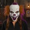 Theatrical Horror Mask Halloween Short Hair Clown Mask, Scary Joker Full Face Creepy Cosplay for Masquerade Party Costume Props
