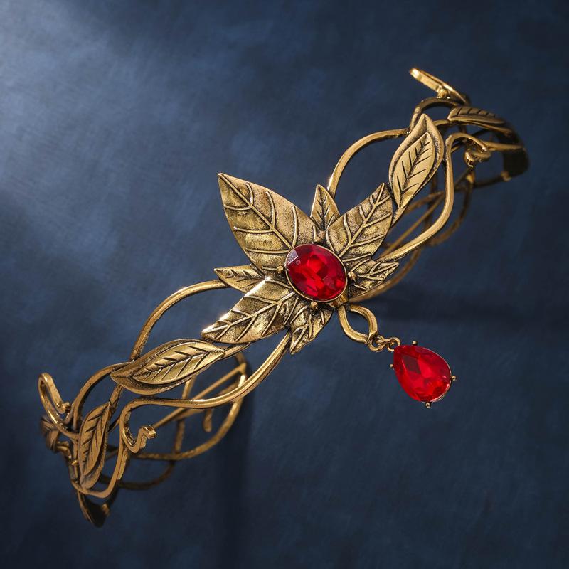 Винтажная барочная тиара-корона с красными и синими кристаллами и листьями, диадема принцессы, королевы, свадебные аксессуары для волос, женские украшения