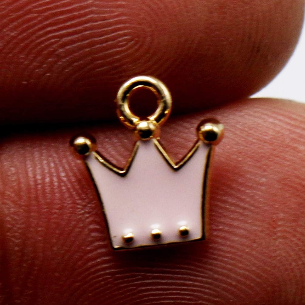 KESYOO 20pcs Crown Charm Pendants Enamel Jewelry Making Charm for DIY Jewelry Making Keychain Ornaments(Pink)
