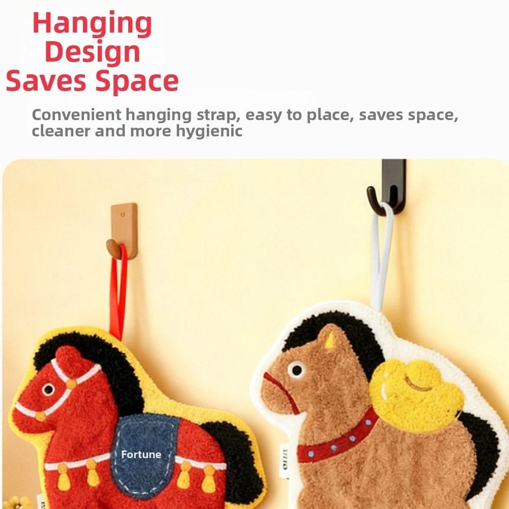 Полотенце для рук из кораллового вельвета Год Лошади Утолщенное Быстросохнущее Кухонное Полотенце для Ванной Комнаты Подвесное Водопоглощающее Салфетка для Умывания Домашнее