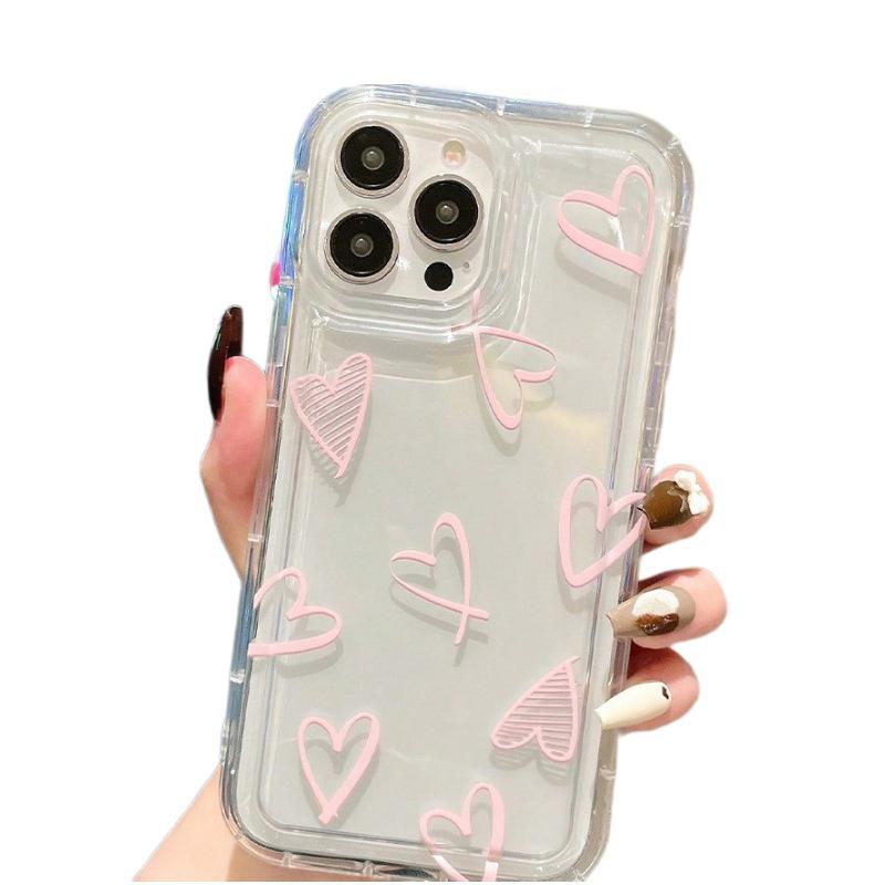 Светло-розовый чехол-подушка в форме сердца для iPhone 11/12/13/14/15/16 и iPhone X