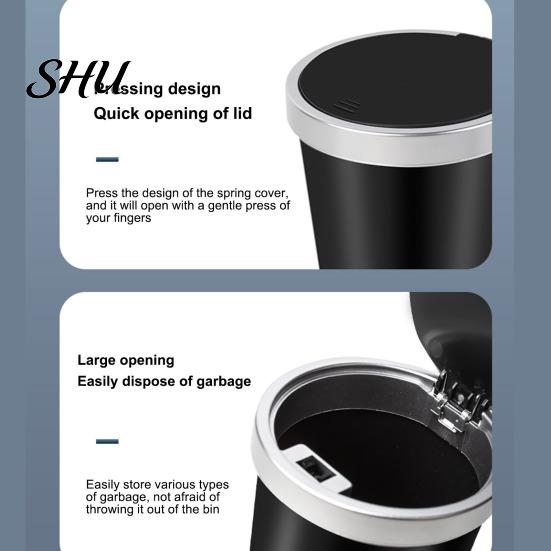 800ML Car Trash Can with Lid Waterproof Press Leakproof Universal SUV Truck Waste Bin Auto Center Console Rubbish Garbage Storage Box Interior