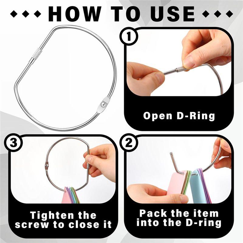 M-Modern-Nickel Plated Steel Large D-Shaped Binder Rings 4 Inch, Set Of 8 Loose Leaf Rings For Books And Keychains, Home And Off