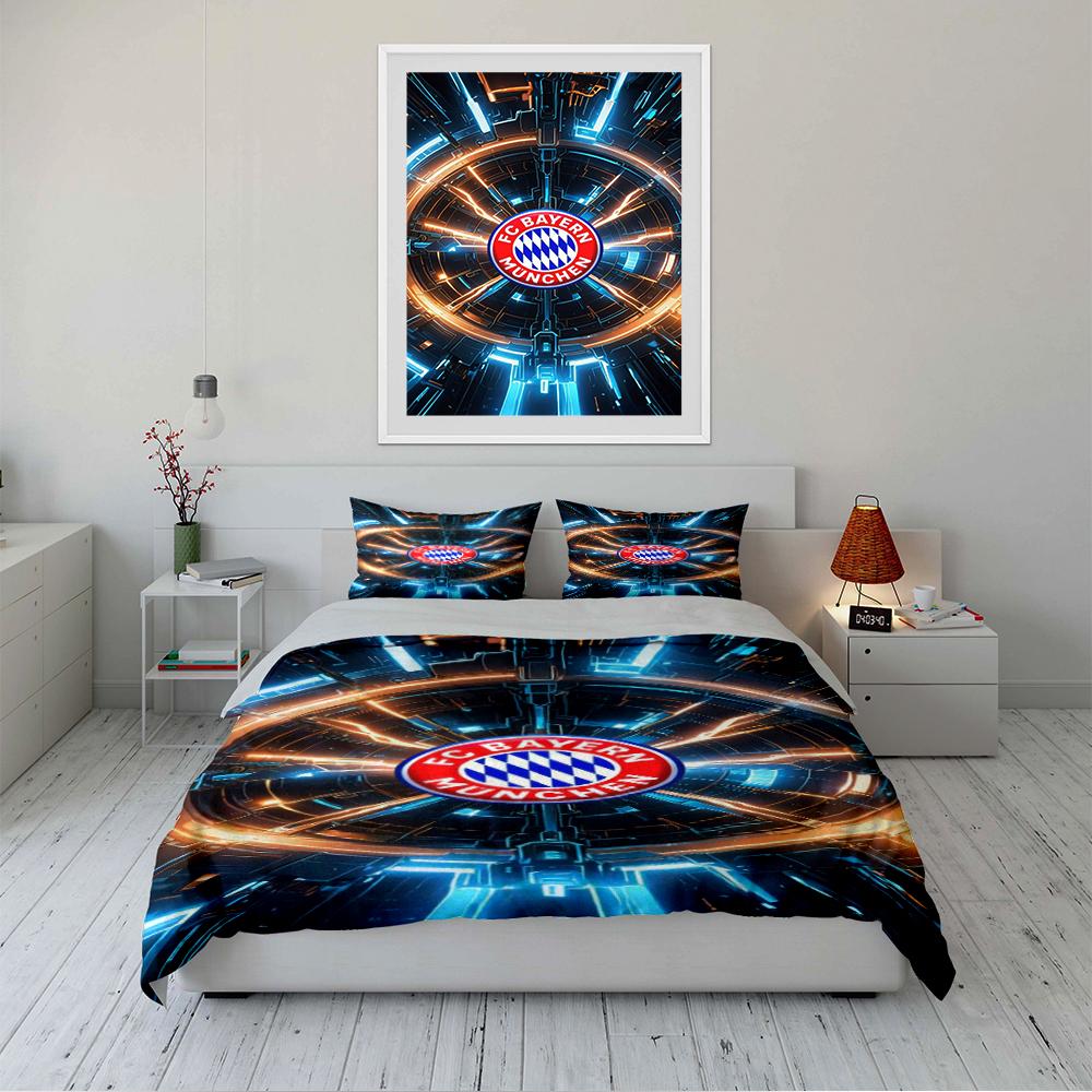 Bayern Munich Logo Bedding Set Bedding set (1 duvet cover, 2 pillowcases, duvet not included)