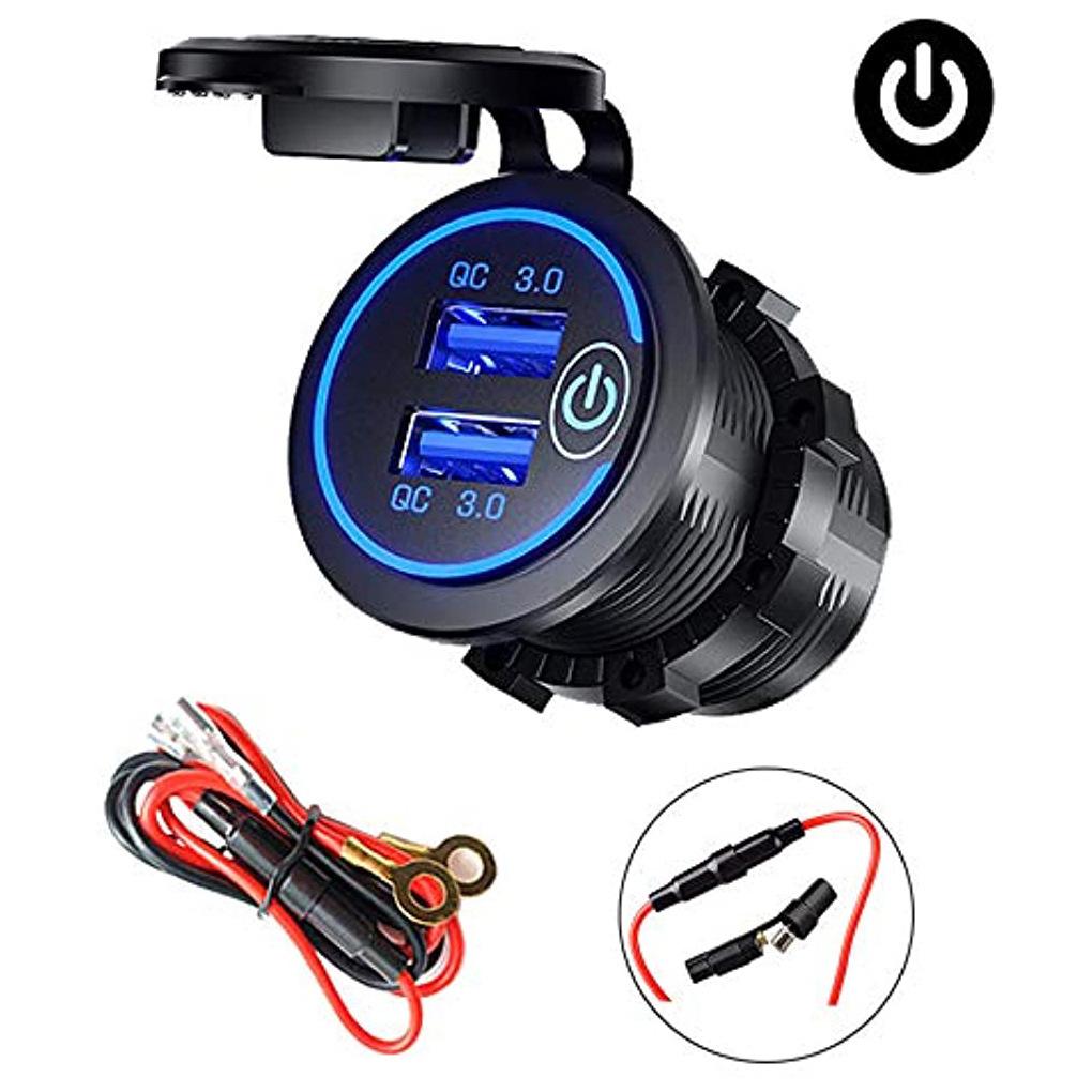 Двойной QC 3.0 двойной USB быстрое автомобильное зарядное гнездо 12 В/24 В водонепроницаемый с переключателем автомобильный адаптер быстрой зарядки розетка