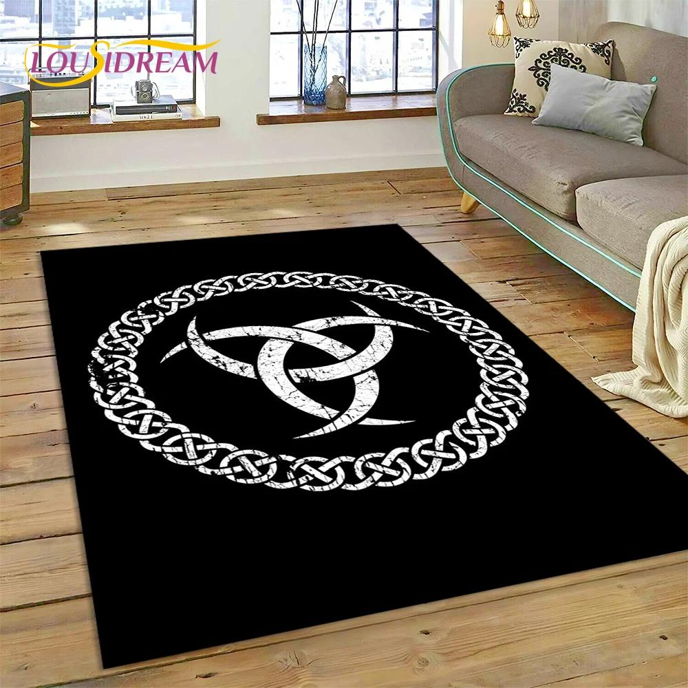 3D Nordic Viking Mythology Symbols Odin Cartoon Area Rug Large,Carpet for Home Living Room Sofa Doormat Decor,Non-slip Floor Mat