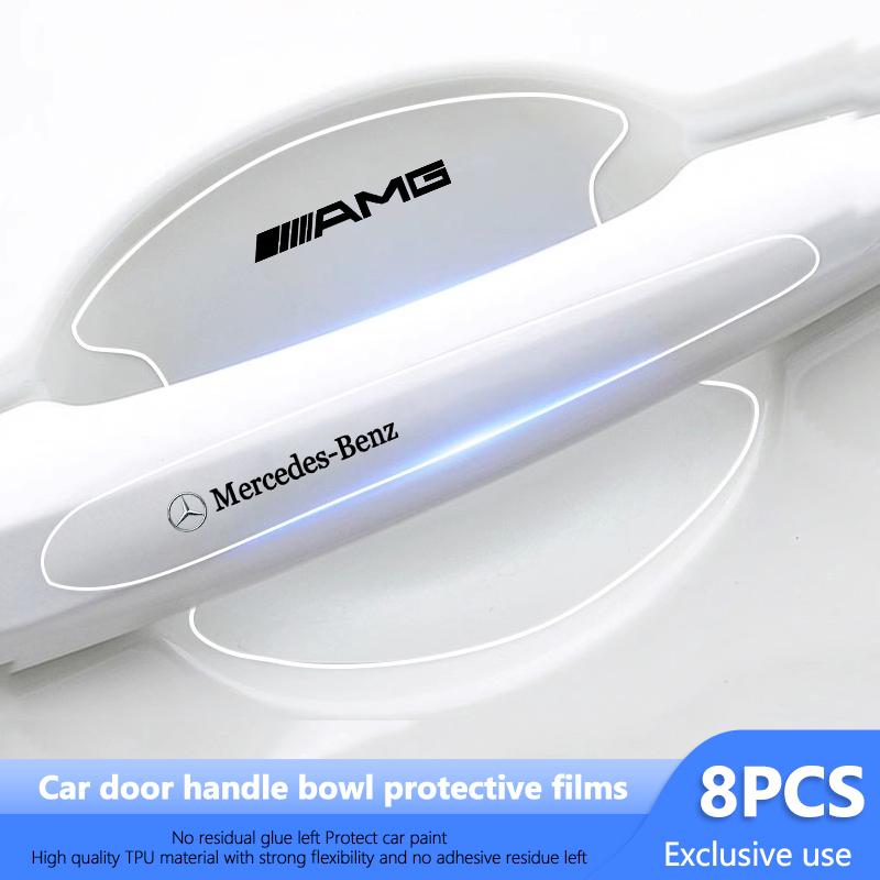 MEA4 8Pcs TPU Car Door Handle Bowl Anti-scratch Sticker Protection Films Hubcap For Mercedes Benz AMG GLE GLC CLA W206 W204 W205 W211