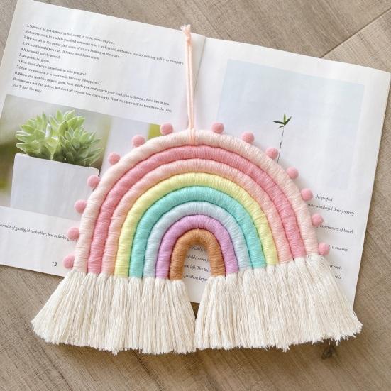 Rainbow Pendant Eye-catching Boho Styles Rainbow Hanging Ornament Cotton Rope Wall Pendant for Home Decoration