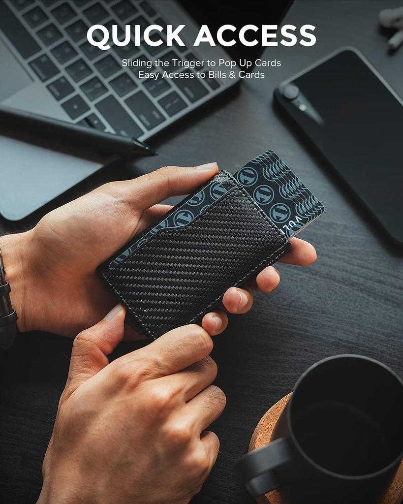 Мужской кошелек из натуральной кожи с RFID-защитой от кражи, металлический держатель для карт - европейский и американский дизайн с алюминиевым сплавом