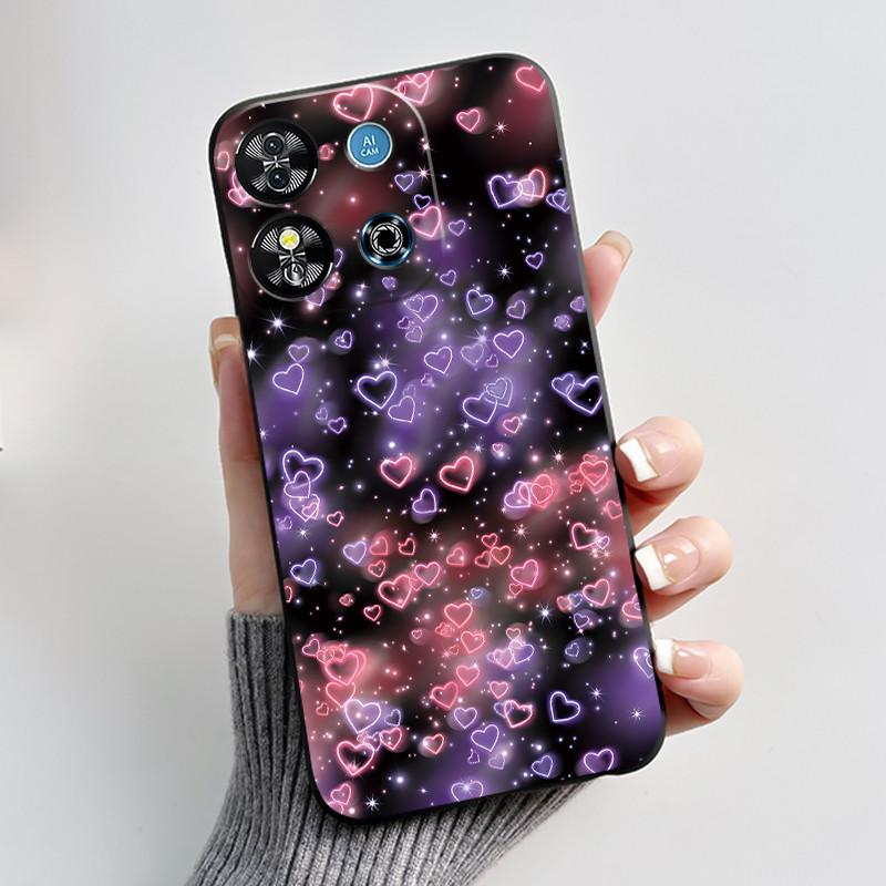 Для Oukitel C57S C57 Pro Plus Ultra Чехол BLU J12 Задняя крышка Милое Сердце Любви Кролик Черный ТПУ Мягкий Силикон Защитный Чехол для Телефона