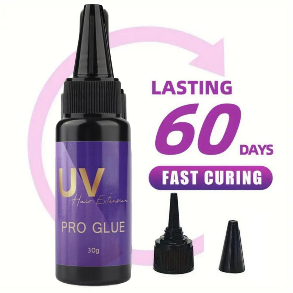 30g UV Curing V Light Glue for Hair Extensions Fast Curing, Invisible Hair Adhesive for UV Lamp Extension Systems, Long-Lasting,Waterproof