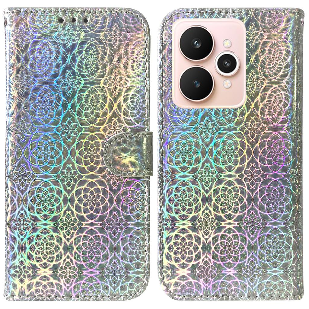 Чехол-подставка для Realme 15 Pro 5G/15 5G, кожаный чехол для телефона "Ослепительный цветок" с ремешком на запястье