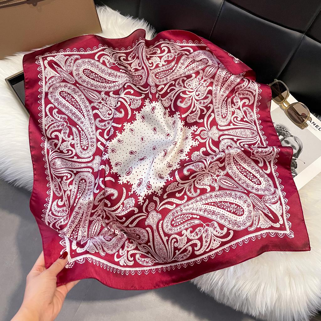 New Luxury Print 70*70cm Silk Square Scarf Women Soft Satin Hairband Neckerchief Tie Female Headband Foulard Bag Ribbon Gift