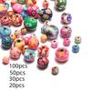 Flower Pattern Round Soft Clay Beads 6/8/10/12mm 20/30/50/100 Pcs for DIY Bracelet Necklace Jewelry Making Supplies
