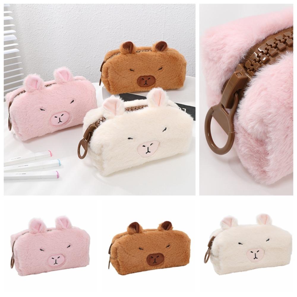 Large Capacity Capybara Plush Pencil Case Zipper Capybara Plush Pencil Pouch  Student